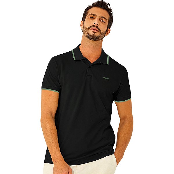 Camisa Polo Colcci Listra V23 Preto Masculino