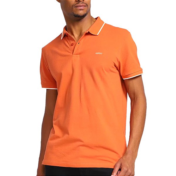 Camisa Polo Colcci Brasil V23 Laranja Masculino