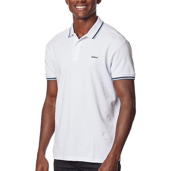 Camisa Polo Colcci Listras V23 Branco Masculino