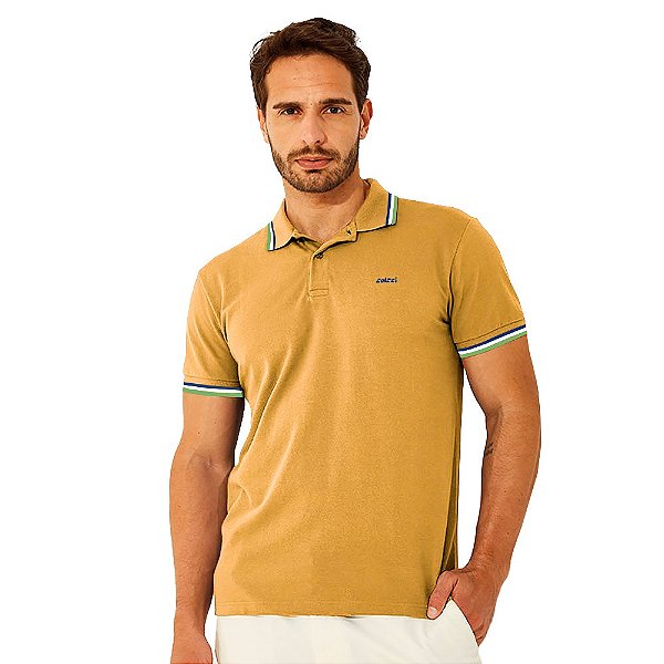 Camisa Polo Colcci Listras V23 Amarelo Light Masculino