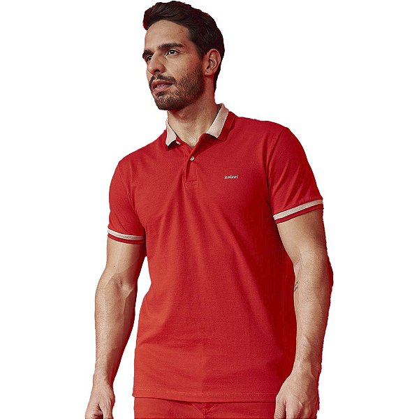 Camisa Polo Colcci Stripe AV23 Vermelho Masculino
