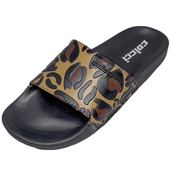 Chinelo Colcci Slide Animal Print Preto Feminino