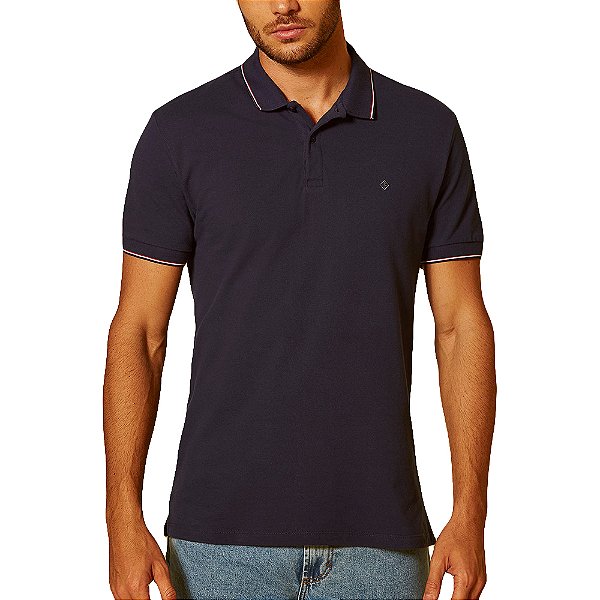 Camisa Polo Forum Muscle Azul Marinho Masculina