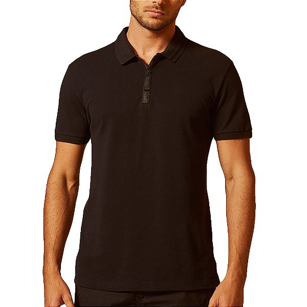 Camisa Polo Forum Muscle Preto Masculino