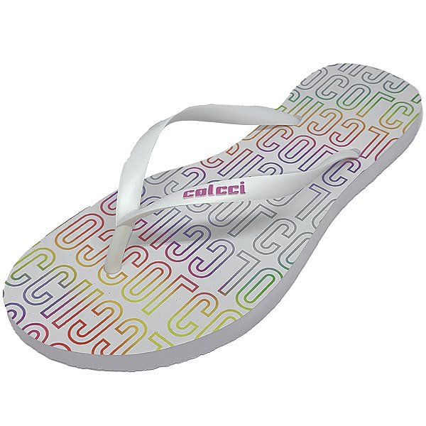 Sandália Colcci Monograma Neon Branco Feminino