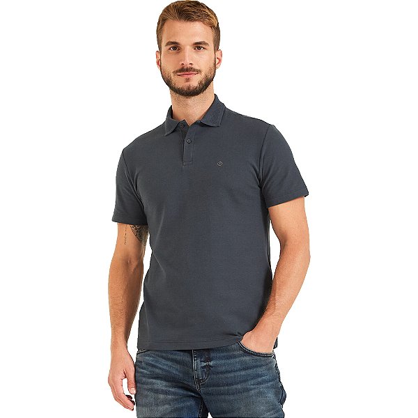 Camisa Polo Forum Logo Muscle P23 Cinza Masculino