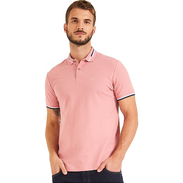 Camisa Polo Forum Classic P23 Rosa Masculino