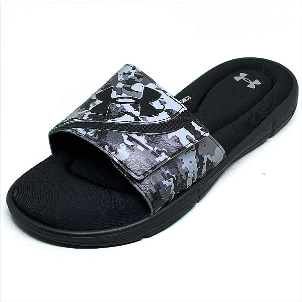 Chinelo Under Armour Slide Ignate VI Graphic Preto Camuflado Unissex