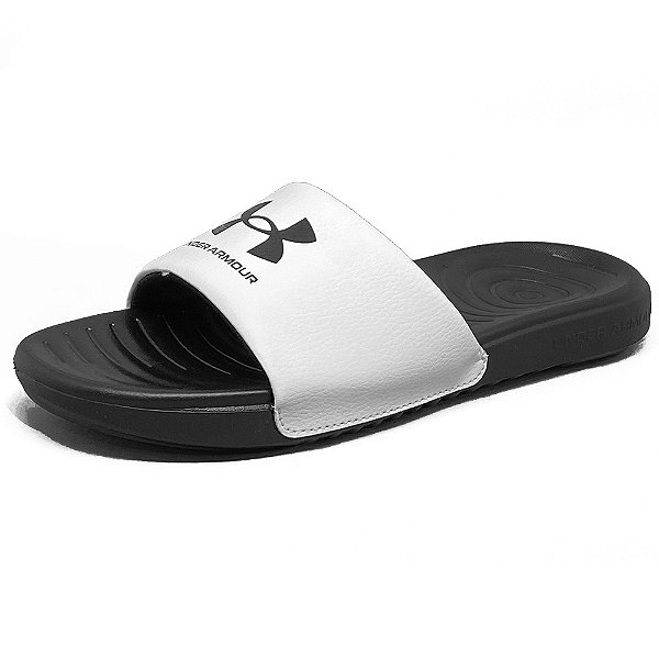 Chinelo Under Armour Slide Ansa Fix Preto e Branco Unissex