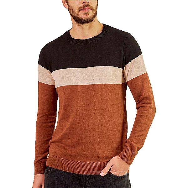 Suéter Tricô Forum Listrado Fifties Preto Masculino