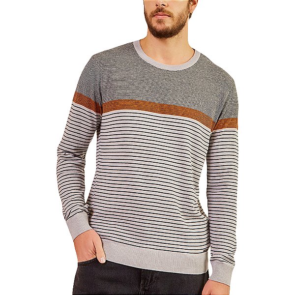 Suéter Tricô Forum Listrado Fifties Cinza Masculino