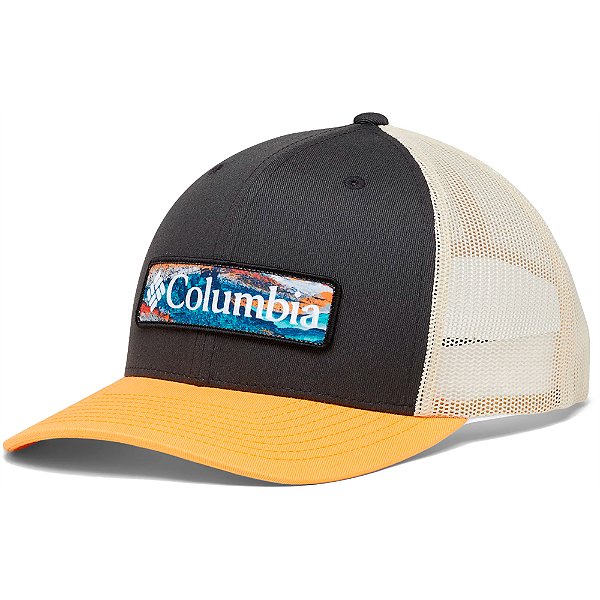 Boné Columbia Snapback Mesh Preto e Bege