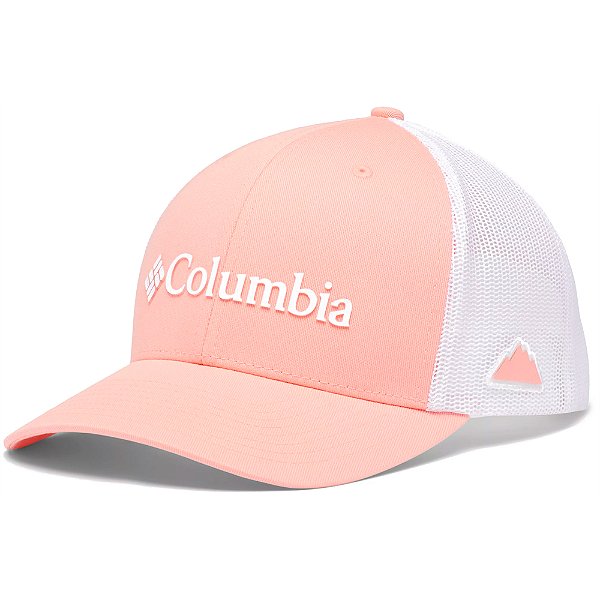 Boné Columbia Snapback Mesh Rosa e Branco