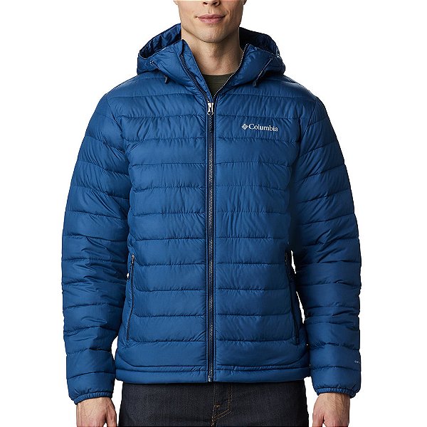 Jaqueta Columbia Powder Lite Hooded com Capuz Azul Masculina