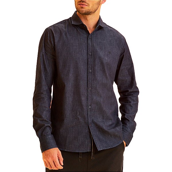 Camisa Jeans Forum Slim Azul Masculina
