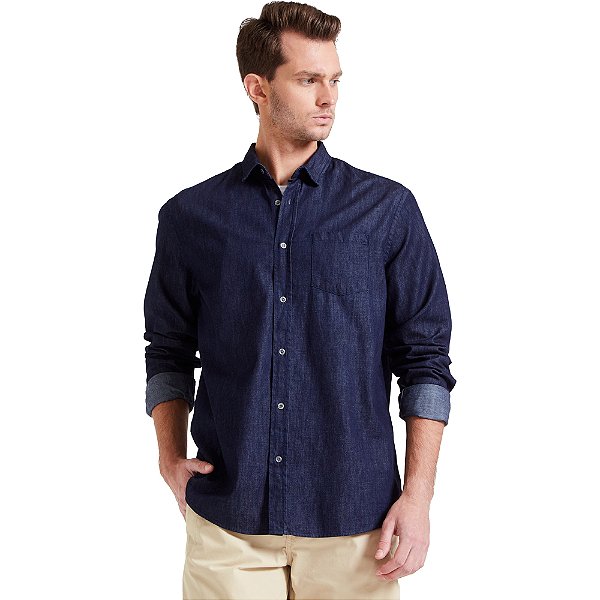 Camisa Jeans Forum Relax V23 Azul Masculino