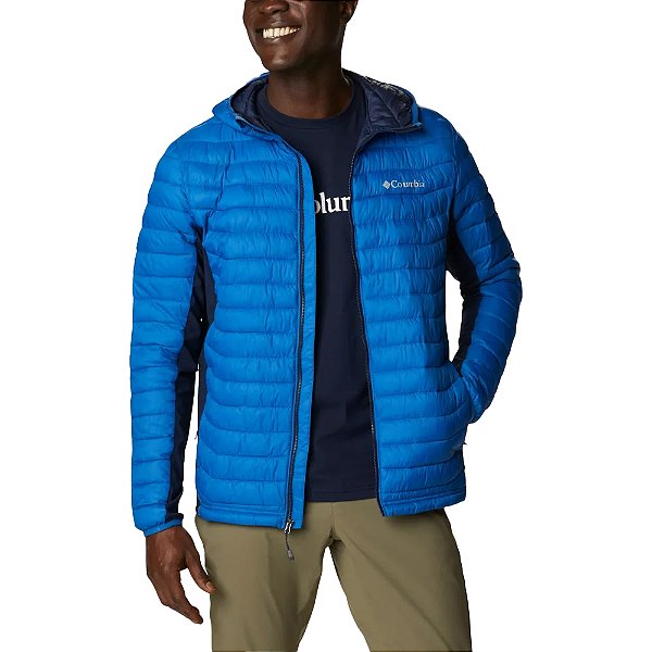 Jaqueta Columbia Powder Pass Hooded Azul Masculino