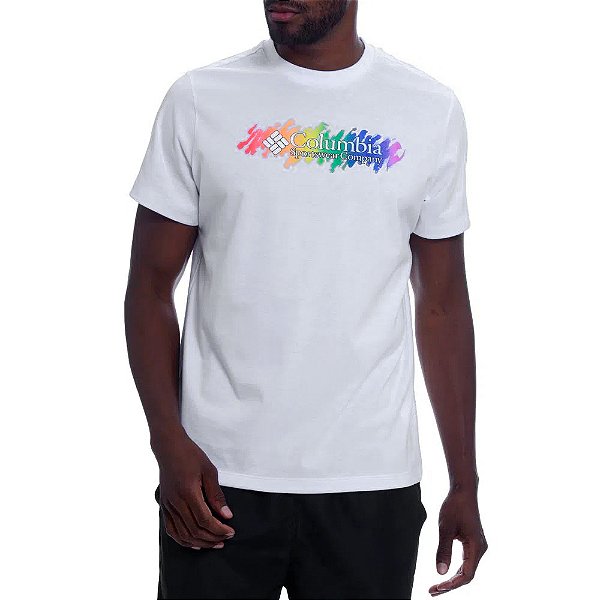 Camiseta Columbia Squiggle Pride Branco Masculino