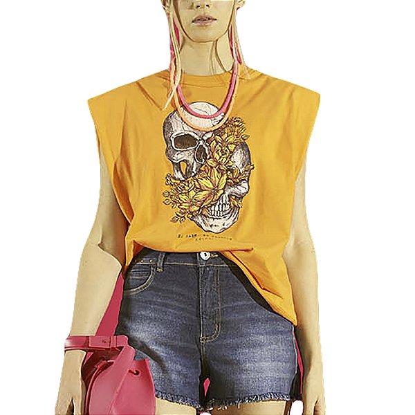 Camiseta Colcci Estampada Amarelo Feminino