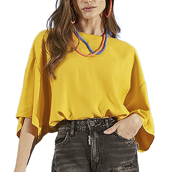 Camiseta Colcci Loose Amarelo Feminino