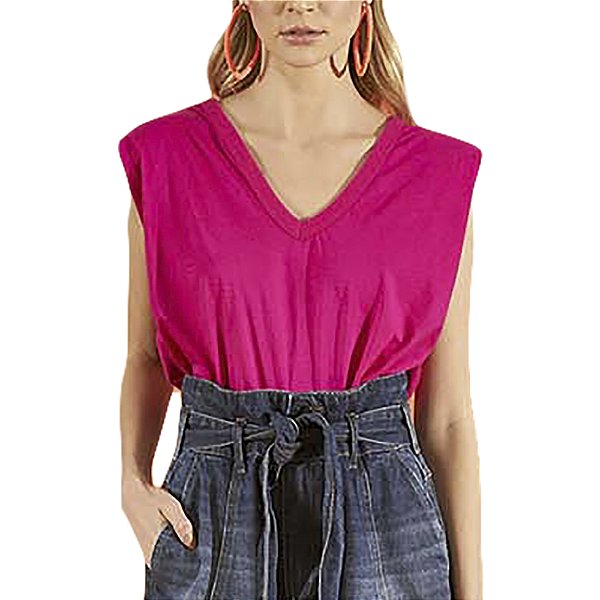 Camiseta Colcci Comfort Decote V VE23 Rosa Feminino