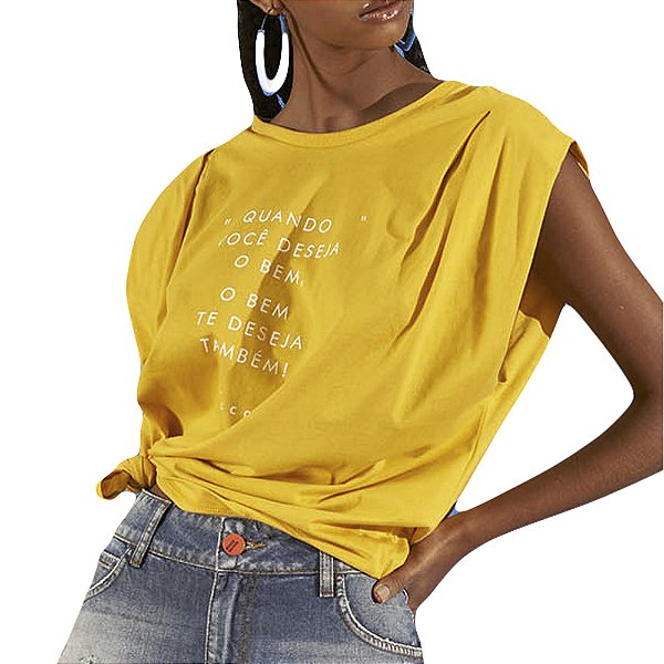 Camiseta Colcci Loose Amarelo Feminino