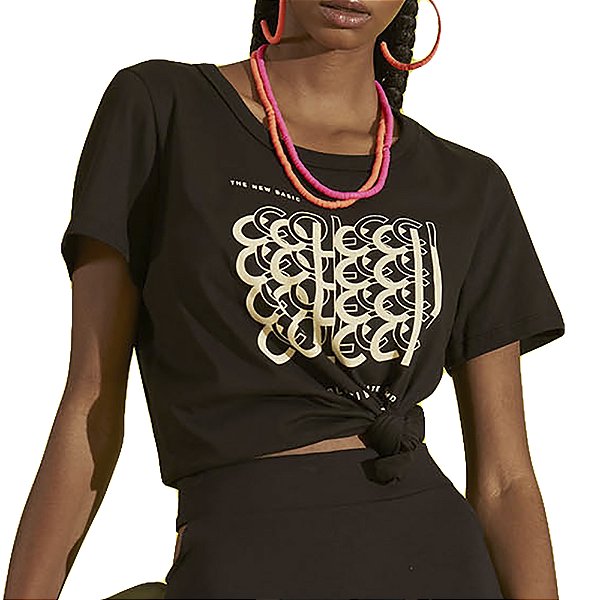 Camiseta Colcci Comfort Estampada Preto Feminino