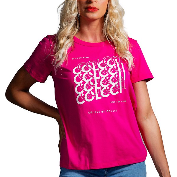 Camiseta Colcci Comfort Estampada Rosa Feminino