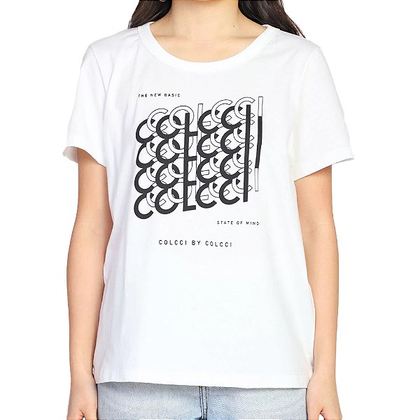 Camiseta Colcci Confort Estampada Branco Feminino