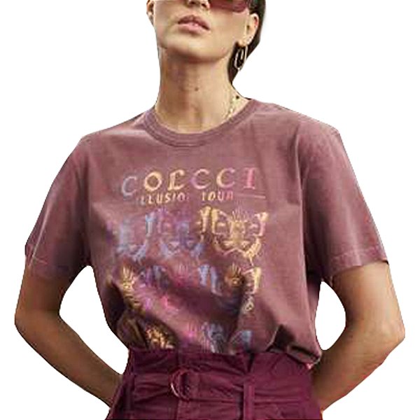 Camiseta Estampada Colcci Bordô Feminino