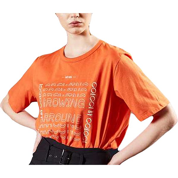 Camiseta Estampada Colcci Laranja Feminino