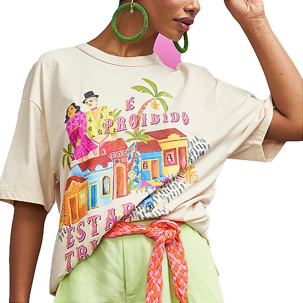 Camiseta Colcci Jamie VE23 Bege Feminino