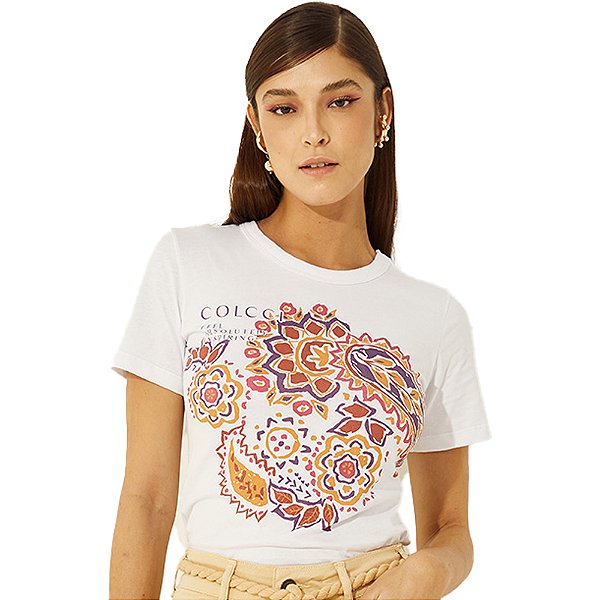 Camiseta Colcci Flower V23 Branco Feminino