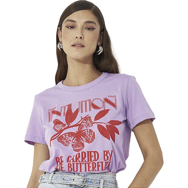 Camiseta Colcci Estampada V23 Lilás Feminino