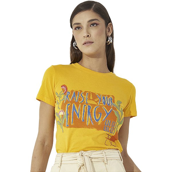 Camiseta Colcci Energy V23 Amarelo Feminino