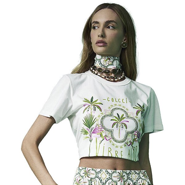 Camiseta Colcci Vibes AV23 Off White Feminino