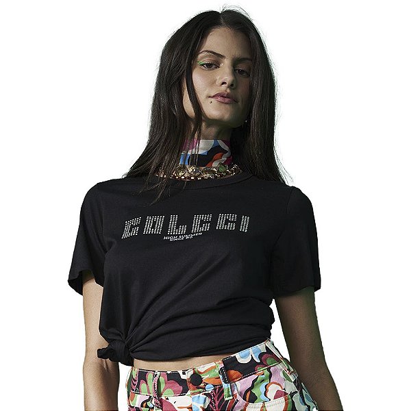 Camiseta Colcci Com Aplicação AV23 Preto Feminino