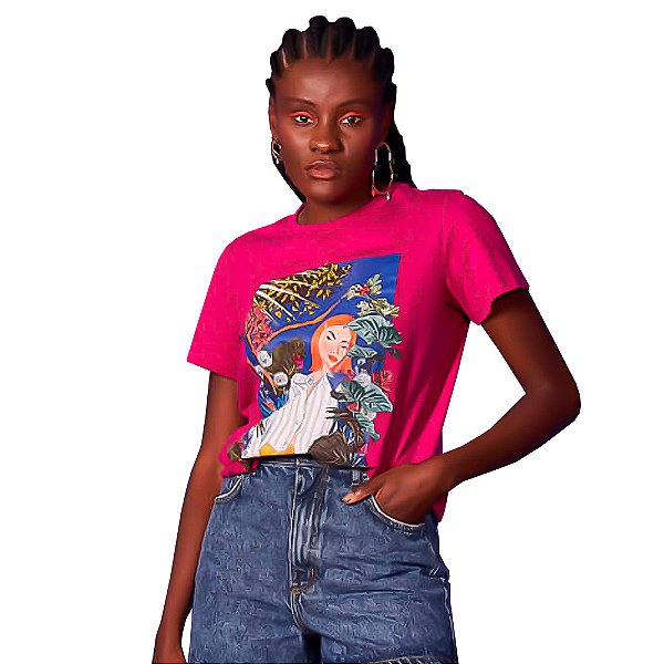 Camiseta Coca Cola Comfort Rosa Feminino