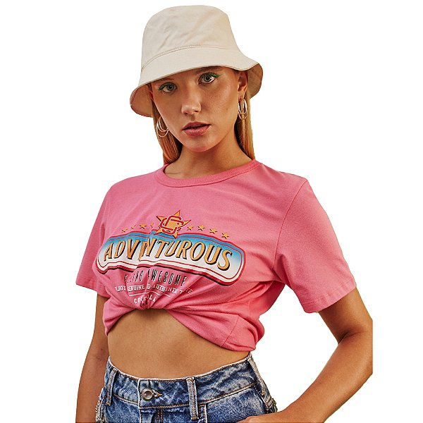 Camiseta Coca Cola Adventurous P23 Rosa Feminino