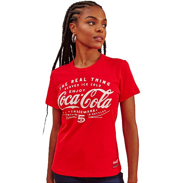Camiseta Estampada Coca Cola P23 Vermelho Feminino
