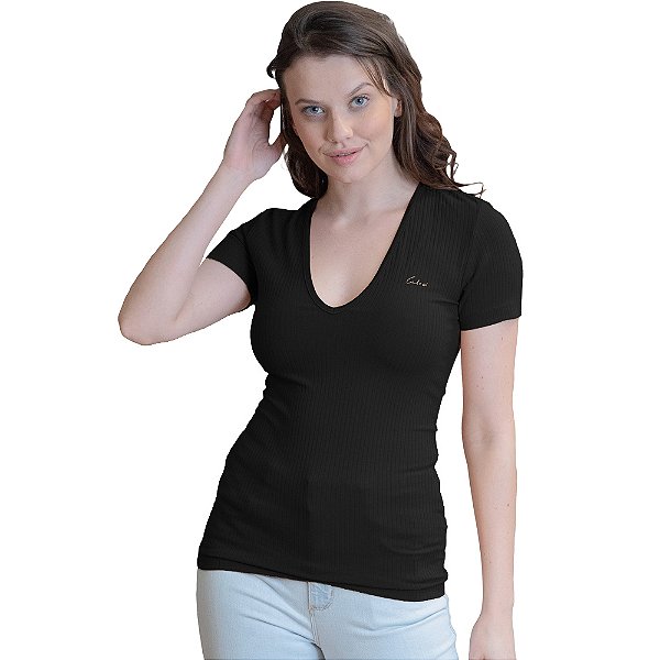 Blusa Canelada Colcci V23 Preto Feminino