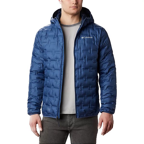 Jaqueta Columbia Down Delta Ridge Hooded Azul Masculina