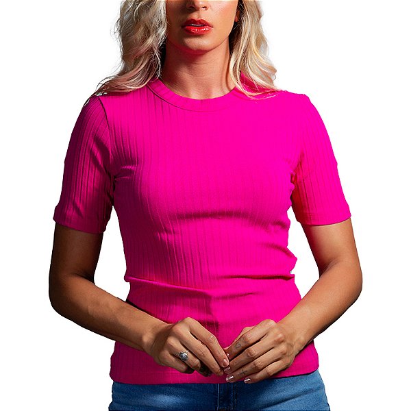 Blusa Colcci Canelada Rosa Feminino