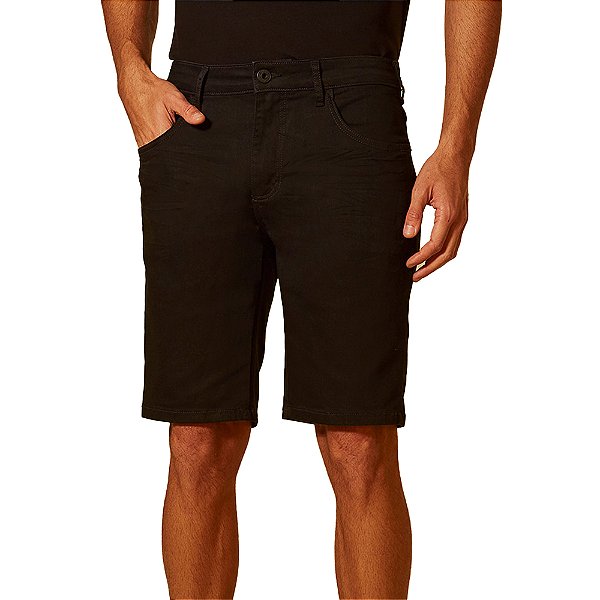 Bermuda Jeans Forum Paul Slim Preto Masculino