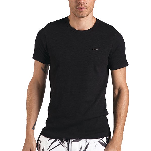 Camiseta Canelada Colcci Fit Preto Masculino