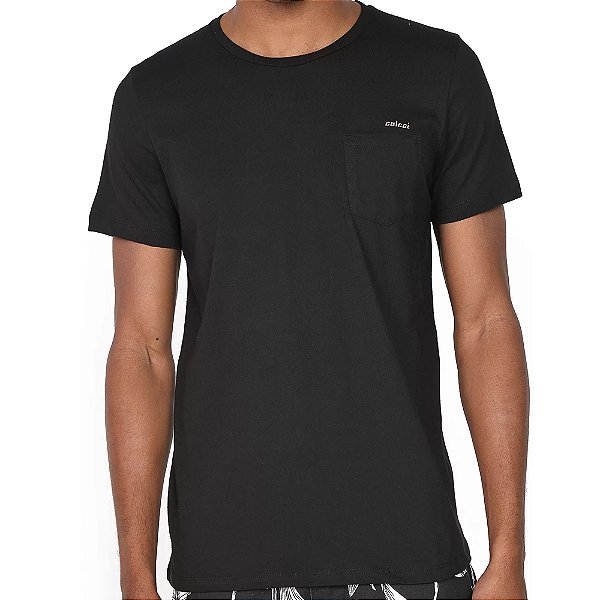 Camiseta Colcci Preto Basic Bordada Clássica Masculino