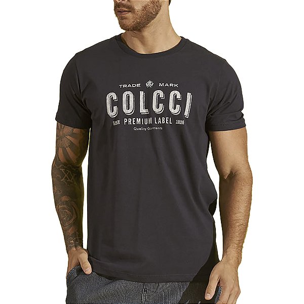 Camiseta Estampada Colcci Slim Azul Marinho Masculino