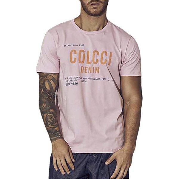 Camiseta Colcci Slim Rosa Masculino