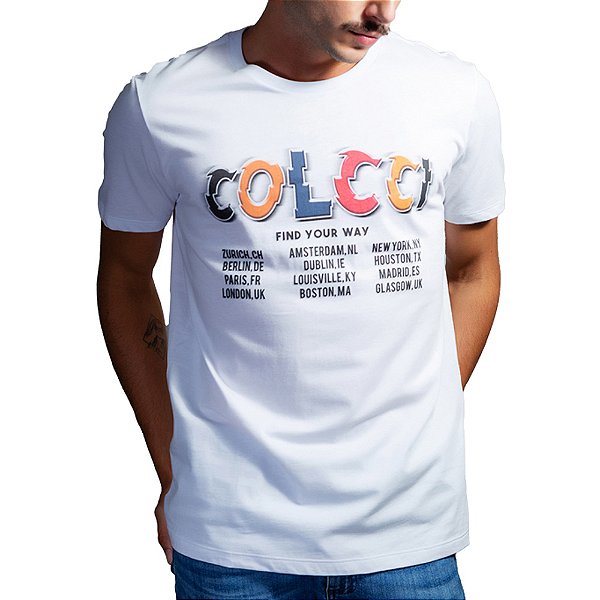 Camiseta Estampada Colcci Slim Branco Masculino