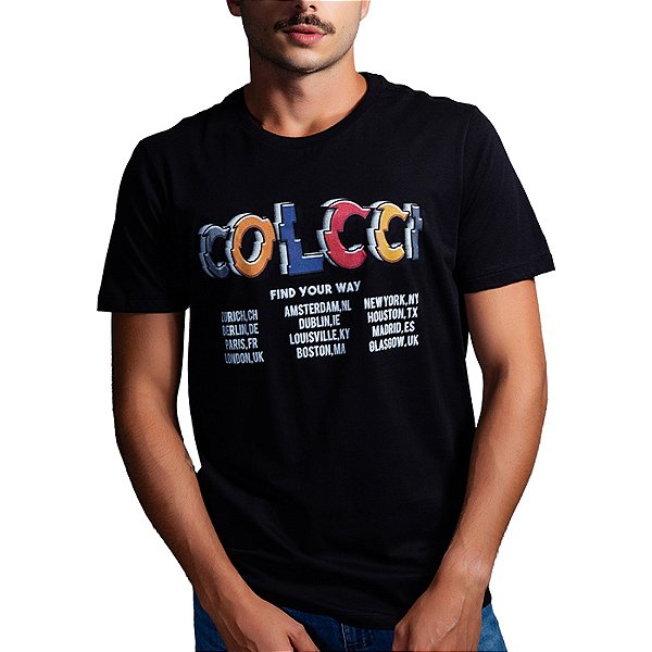 Camiseta Estampada Colcci Slim Preto Masculino